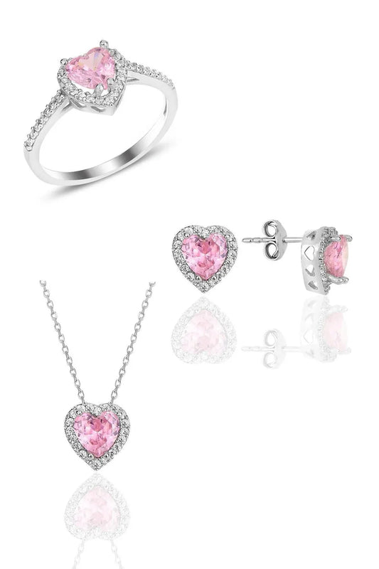 Pembe Pandora Kalp Set